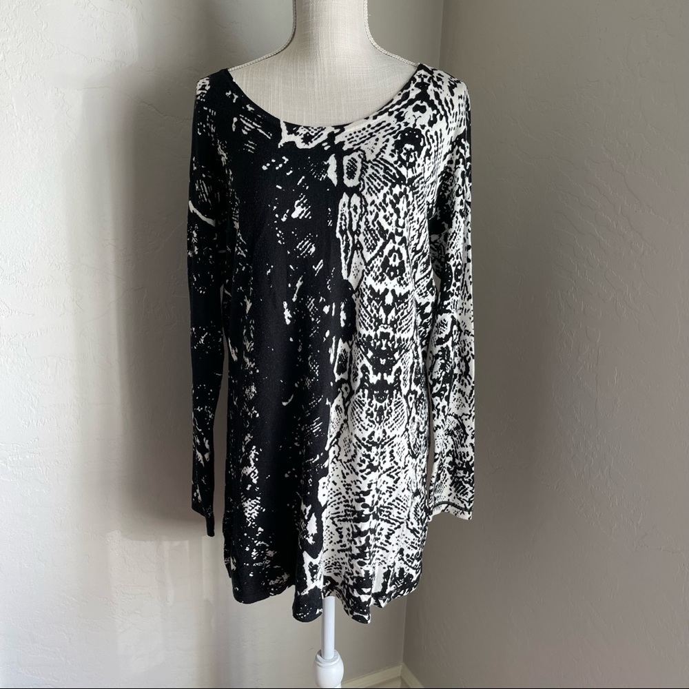 Katherine Barclay Black & White Snake Print Long Sleeve Mini Dress‎ Size: M